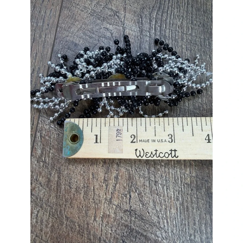 Vintage Hair Barrette Lot French Made Pink Pearlescent‎ Black Silver Beaded